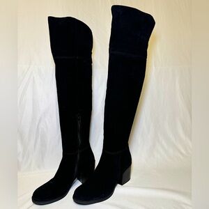 Steve Madden Over the Knee Black Suede Heel Boots